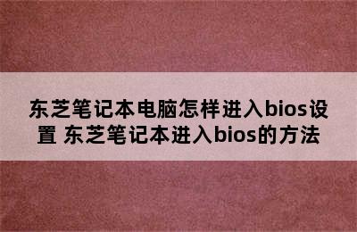 东芝笔记本电脑怎样进入bios设置 东芝笔记本进入bios的方法